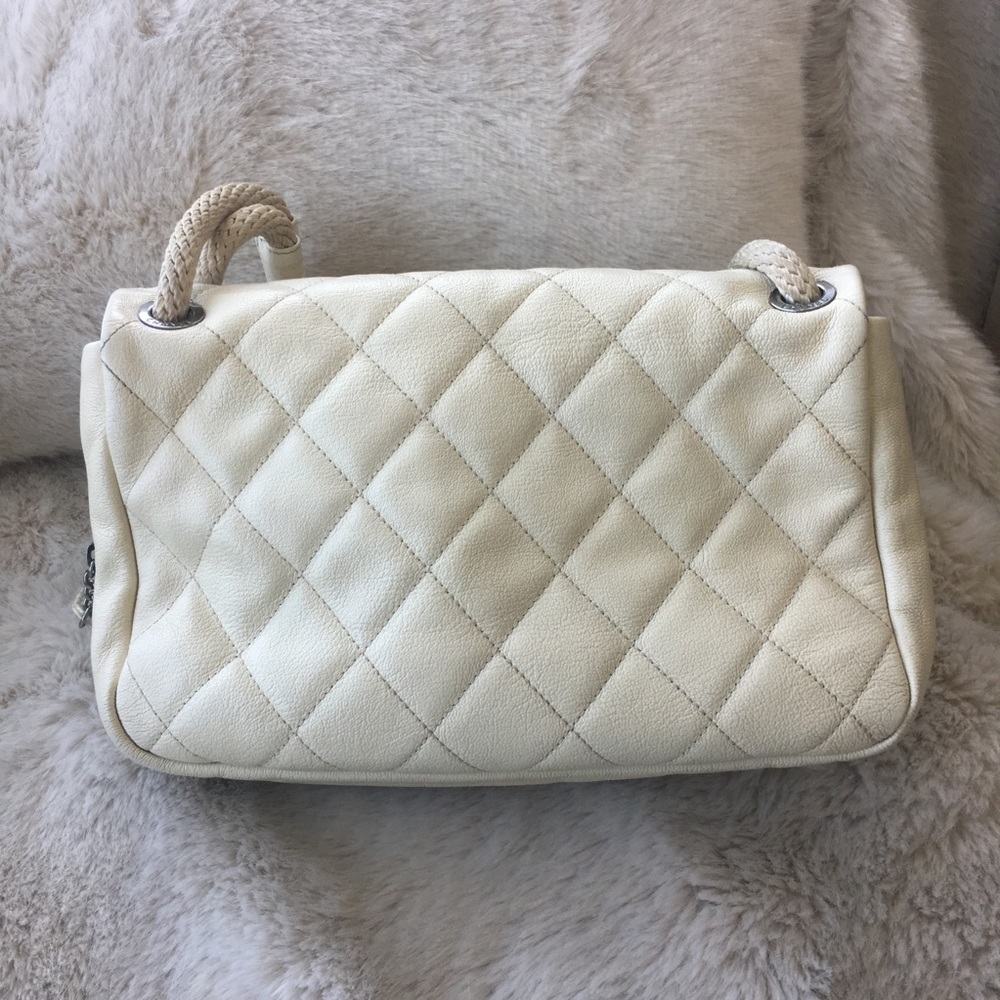 Chanel flap quilt bag white ivory CC rope strap expandable cruiser - Picture 5 of 8